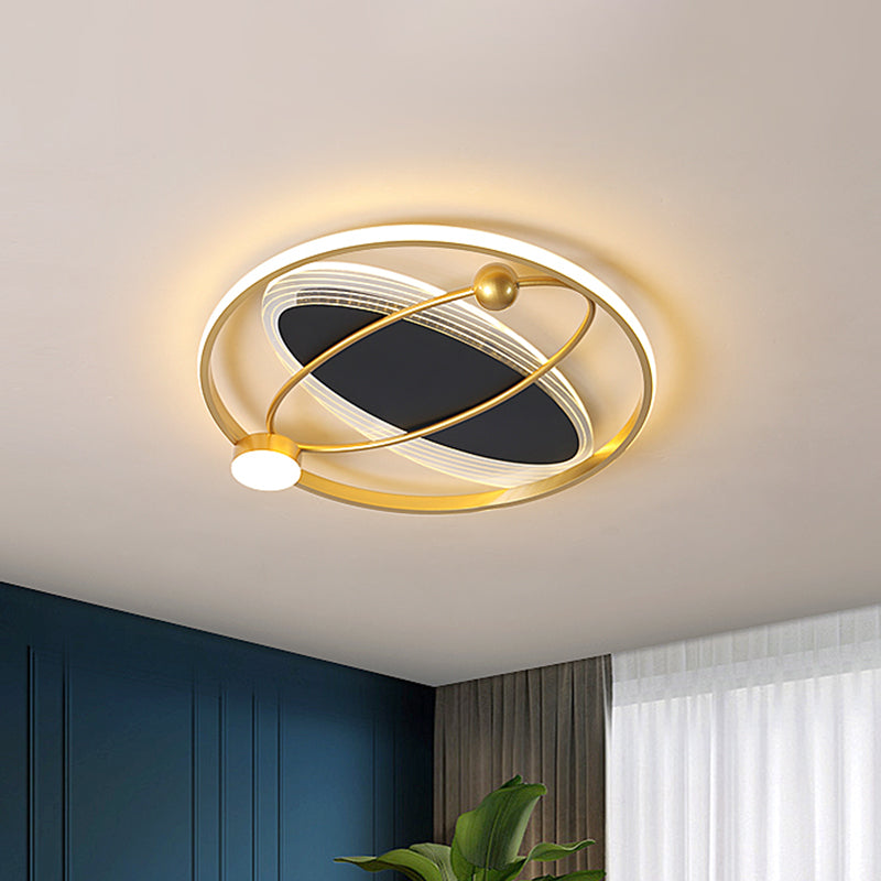 Round/Oval Bedroom Flush Mount Light Acrylic LED Modernism Ceiling Mounted Fixture in Gold Clearhalo 'Ceiling Lights' 'Close To Ceiling Lights' 'Close to ceiling' 'Flush mount' Lighting' 1694197