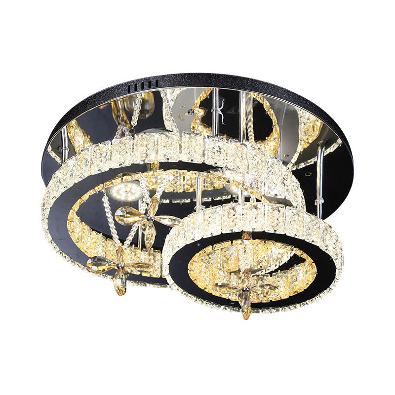 Chrome LED Circle Ceiling Lamp Modernism Cut Crystal Semi Mount Lighting in Remote Control Stepless Dimming Light - Clearhalo - 'Ceiling Lights' - 'Close To Ceiling Lights' - 'Close to ceiling' - 'Semi-flushmount' - Lighting' - 1694239
