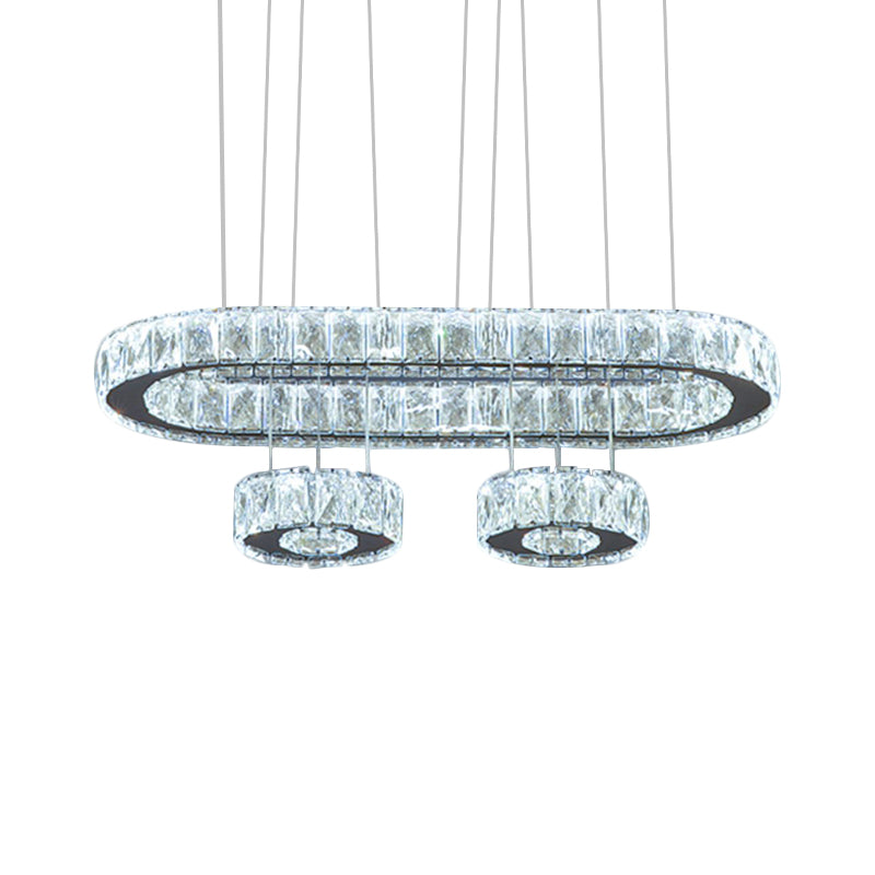 Beveled Crystal Oval Chandelier Light Modern LED Suspension Pendant in Chrome Clearhalo 'Ceiling Lights' 'Modern Pendants' 'Modern' 'Pendant Lights' 'Pendants' Lighting' 1694271