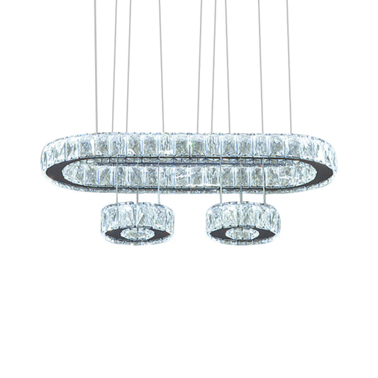 Beveled Crystal Oval Chandelier Light Modern LED Suspension Pendant in Chrome Clearhalo 'Ceiling Lights' 'Modern Pendants' 'Modern' 'Pendant Lights' 'Pendants' Lighting' 1694271