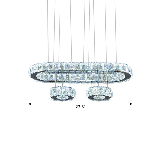 Beveled Crystal Oval Chandelier Light Modern LED Suspension Pendant in Chrome Clearhalo 'Ceiling Lights' 'Modern Pendants' 'Modern' 'Pendant Lights' 'Pendants' Lighting' 1694272