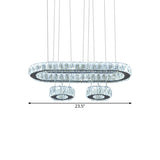 Beveled Crystal Oval Chandelier Light Modern LED Suspension Pendant in Chrome Clearhalo 'Ceiling Lights' 'Modern Pendants' 'Modern' 'Pendant Lights' 'Pendants' Lighting' 1694272