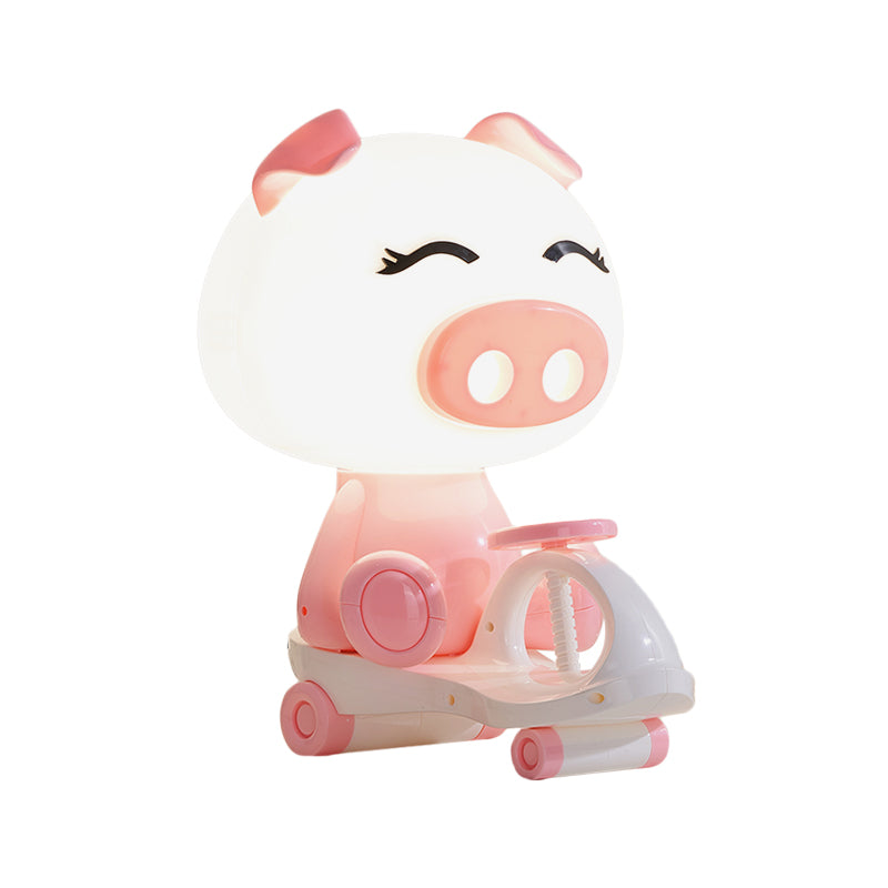 Pig/Frog/Panda Kids Bedroom Reading Book Light Plastic 1-Light Cartoon Night Table Lamp in Black/Pink/Green Clearhalo 'Lamps' 'Table Lamps' Lighting' 1694274