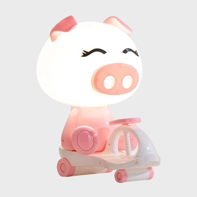 Pig/Frog/Panda Kids Bedroom Reading Book Light Plastic 1-Light Cartoon Night Table Lamp in Black/Pink/Green Clearhalo 'Lamps' 'Table Lamps' Lighting' 1694275