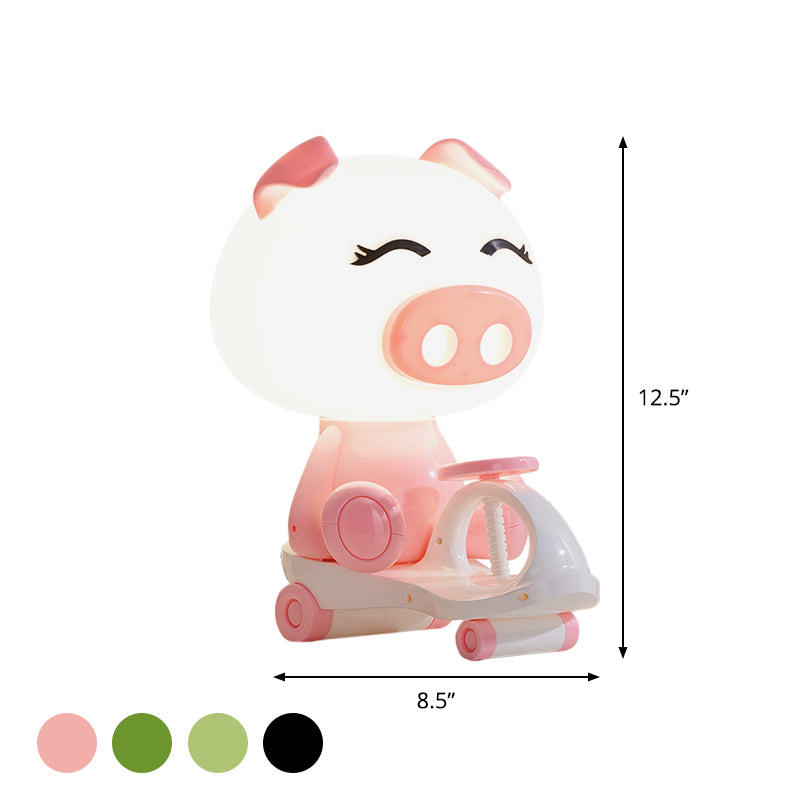 Pig/Frog/Panda Kids Bedroom Reading Book Light Plastic 1-Light Cartoon Night Table Lamp in Black/Pink/Green Clearhalo 'Lamps' 'Table Lamps' Lighting' 1694276