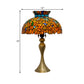 Stained Glass Dome Nightstand Lamp Vintage 1 Light Brass Desk Lighting with Mermaid Base Clearhalo 'Lamps' 'Table Lamps' Lighting' 1694316