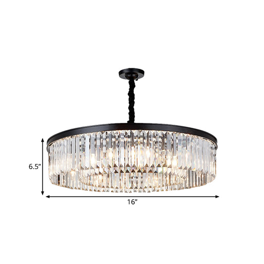 Tiered Circle Chandelier Modern Faceted Crystal 4 Heads Living Room Hanging Ceiling Light in Black Clearhalo 'Ceiling Lights' 'Chandeliers' 'Modern Chandeliers' 'Modern' Lighting' 1694337