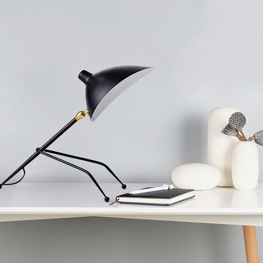 Black Bowl Reading Light Cartoon 1-Head Metal Nightstand Lamp with Tripod and Adjustable Shade Clearhalo 'Lamps' 'Table Lamps' Lighting' 1694351