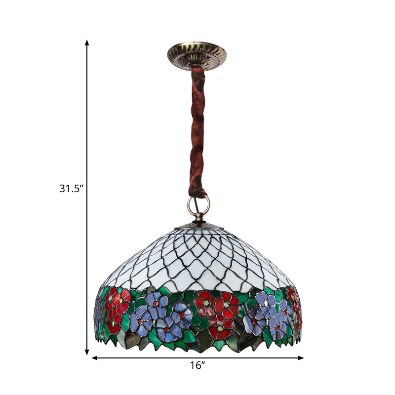 3 Bulbs Living Room Chandelier Light Victorian White Drop Pendant with Floral Cut Glass Shade Clearhalo 'Ceiling Lights' 'Chandeliers' 'Industrial' 'Middle Century Chandeliers' 'Tiffany Chandeliers' 'Tiffany close to ceiling' 'Tiffany' Lighting' 1694398