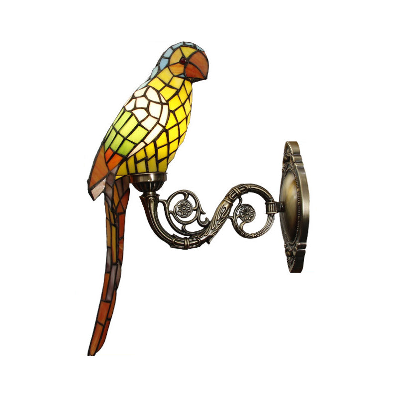 White/Red/Yellow Parrot Wall Mount Lamp Classic 1 Light Handcrafted Stained Glass Wall Lighting Ideas Clearhalo 'Art deco wall lights' 'Cast Iron' 'Glass' 'Industrial' 'Middle century wall lights' 'Modern' 'Tiffany wall lights' 'Tiffany' 'Traditional wall lights' 'Wall Lamps & Sconces' 'Wall Lights' Lighting' 1694401