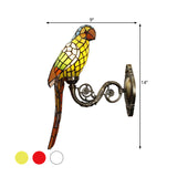 White/Red/Yellow Parrot Wall Mount Lamp Classic 1 Light Handcrafted Stained Glass Wall Lighting Ideas Clearhalo 'Art deco wall lights' 'Cast Iron' 'Glass' 'Industrial' 'Middle century wall lights' 'Modern' 'Tiffany wall lights' 'Tiffany' 'Traditional wall lights' 'Wall Lamps & Sconces' 'Wall Lights' Lighting' 1694402
