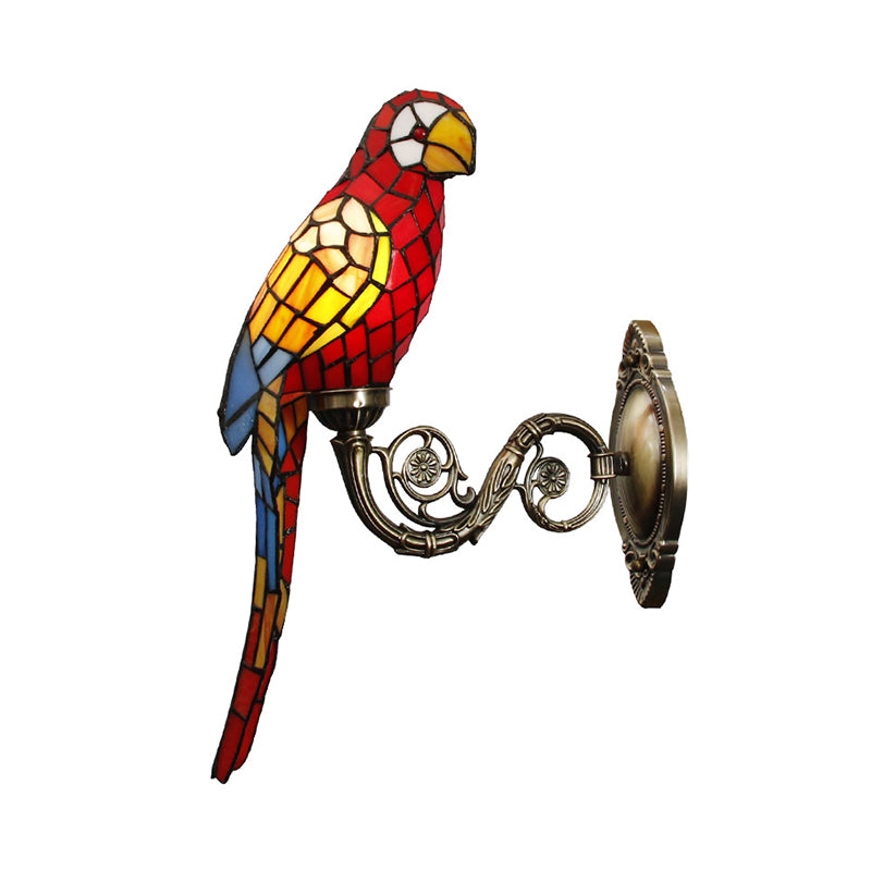 White/Red/Yellow Parrot Wall Mount Lamp Classic 1 Light Handcrafted Stained Glass Wall Lighting Ideas Clearhalo 'Art deco wall lights' 'Cast Iron' 'Glass' 'Industrial' 'Middle century wall lights' 'Modern' 'Tiffany wall lights' 'Tiffany' 'Traditional wall lights' 'Wall Lamps & Sconces' 'Wall Lights' Lighting' 1694406