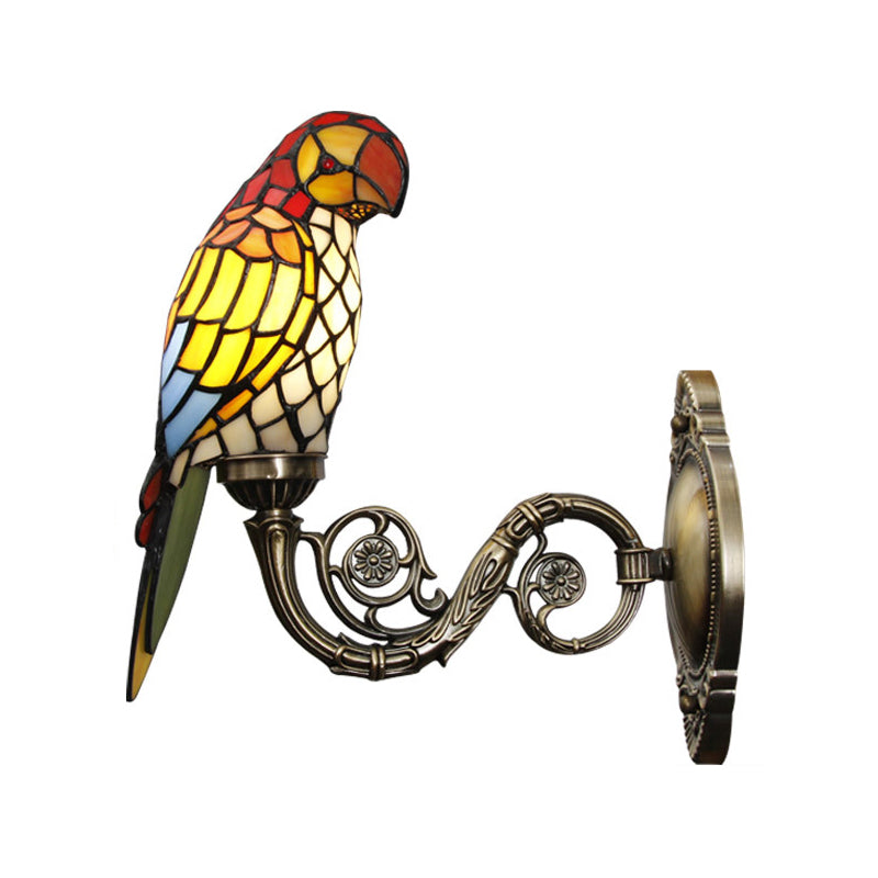 White/Red/Yellow Parrot Wall Mount Lamp Classic 1 Light Handcrafted Stained Glass Wall Lighting Ideas Clearhalo 'Art deco wall lights' 'Cast Iron' 'Glass' 'Industrial' 'Middle century wall lights' 'Modern' 'Tiffany wall lights' 'Tiffany' 'Traditional wall lights' 'Wall Lamps & Sconces' 'Wall Lights' Lighting' 1694409