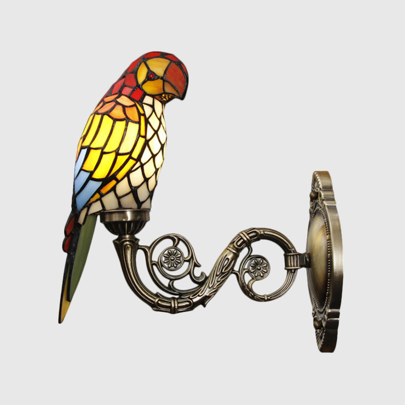 White/Red/Yellow Parrot Wall Mount Lamp Classic 1 Light Handcrafted Stained Glass Wall Lighting Ideas Clearhalo 'Art deco wall lights' 'Cast Iron' 'Glass' 'Industrial' 'Middle century wall lights' 'Modern' 'Tiffany wall lights' 'Tiffany' 'Traditional wall lights' 'Wall Lamps & Sconces' 'Wall Lights' Lighting' 1694410