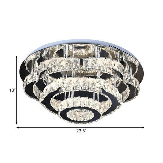 3-Layer Ceiling Lighting Modern Faceted Crystal LED Chrome Semi Flush in Remote Control Stepless Dimming Light Clearhalo 'Ceiling Lights' 'Close To Ceiling Lights' 'Close to ceiling' 'Semi-flushmount' Lighting' 1694447