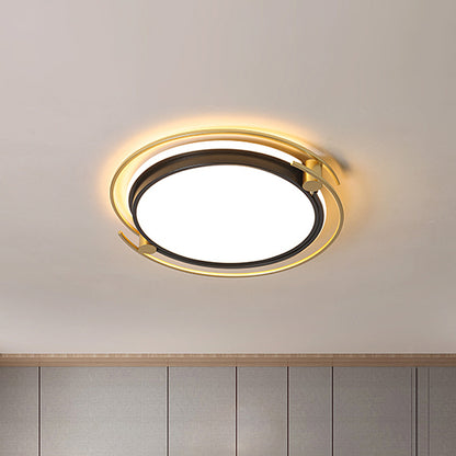 Modern Rounded/Square Flush Ceiling Light Acrylic LED Bedroom Flush Mount Lamp in Black-Gold Black-Gold Round Clearhalo 'Ceiling Lights' 'Close To Ceiling Lights' 'Close to ceiling' 'Flush mount' Lighting' 1694448