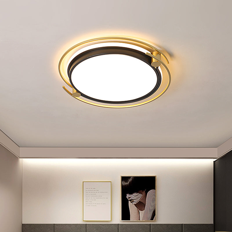 Modern Rounded/Square Flush Ceiling Light Acrylic LED Bedroom Flush Mount Lamp in Black-Gold Clearhalo 'Ceiling Lights' 'Close To Ceiling Lights' 'Close to ceiling' 'Flush mount' Lighting' 1694449