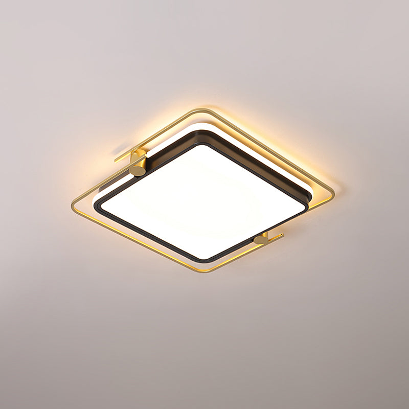 Modern Rounded/Square Flush Ceiling Light Acrylic LED Bedroom Flush Mount Lamp in Black-Gold Clearhalo 'Ceiling Lights' 'Close To Ceiling Lights' 'Close to ceiling' 'Flush mount' Lighting' 1694455