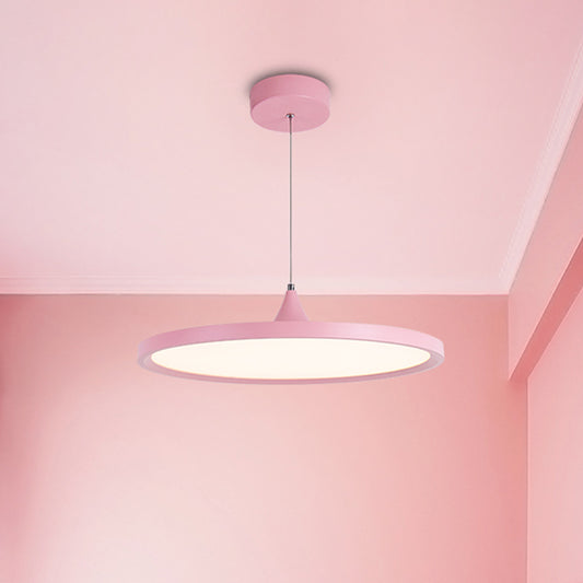 Ultra-Thin Hanging Light Simple Acrylic LED Pink Pendant Lamp in Warm/White Light, 16.5"/20.5" Wide Clearhalo 'Ceiling Lights' 'Pendant Lights' 'Pendants' Lighting' 1694474
