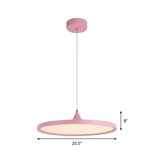 Ultra-Thin Hanging Light Simple Acrylic LED Pink Pendant Lamp in Warm/White Light, 16.5"/20.5" Wide Clearhalo 'Ceiling Lights' 'Pendant Lights' 'Pendants' Lighting' 1694477