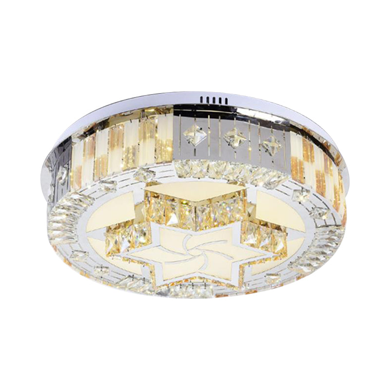 LED Bedroom Flush Mount Modern Chrome Ceiling Lamp with Hexagram Crystal Block Shade in Warm/White Light Clearhalo 'Ceiling Lights' 'Close To Ceiling Lights' 'Close to ceiling' 'Flush mount' Lighting' 1694492