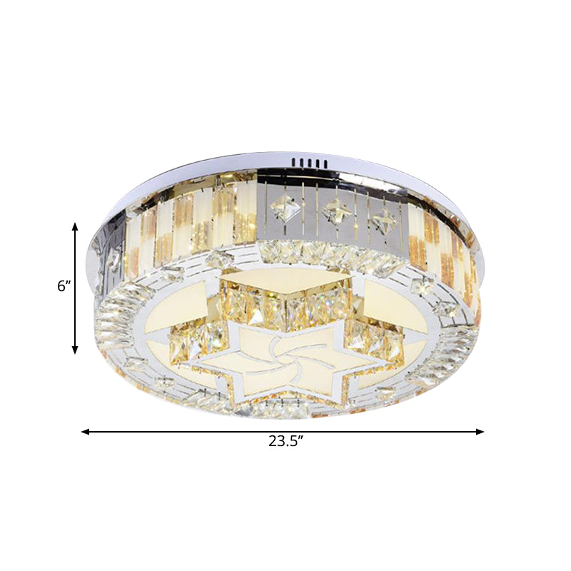 LED Bedroom Flush Mount Modern Chrome Ceiling Lamp with Hexagram Crystal Block Shade in Warm/White Light Clearhalo 'Ceiling Lights' 'Close To Ceiling Lights' 'Close to ceiling' 'Flush mount' Lighting' 1694493