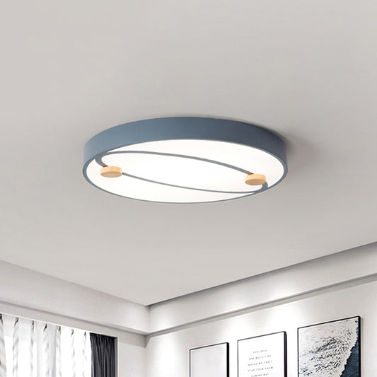 Rounded Acrylic Flush Ceiling Light Nordic Grey/White/Green LED Flush Mount Lighting with Round Wood Decor, 16"/19.5" Wide Clearhalo 'Ceiling Lights' 'Close To Ceiling Lights' 'Close to ceiling' 'Flush mount' Lighting' 1694500
