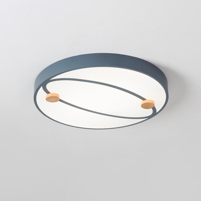 Rounded Acrylic Flush Ceiling Light Nordic Grey/White/Green LED Flush Mount Lighting with Round Wood Decor, 16"/19.5" Wide Clearhalo 'Ceiling Lights' 'Close To Ceiling Lights' 'Close to ceiling' 'Flush mount' Lighting' 1694502