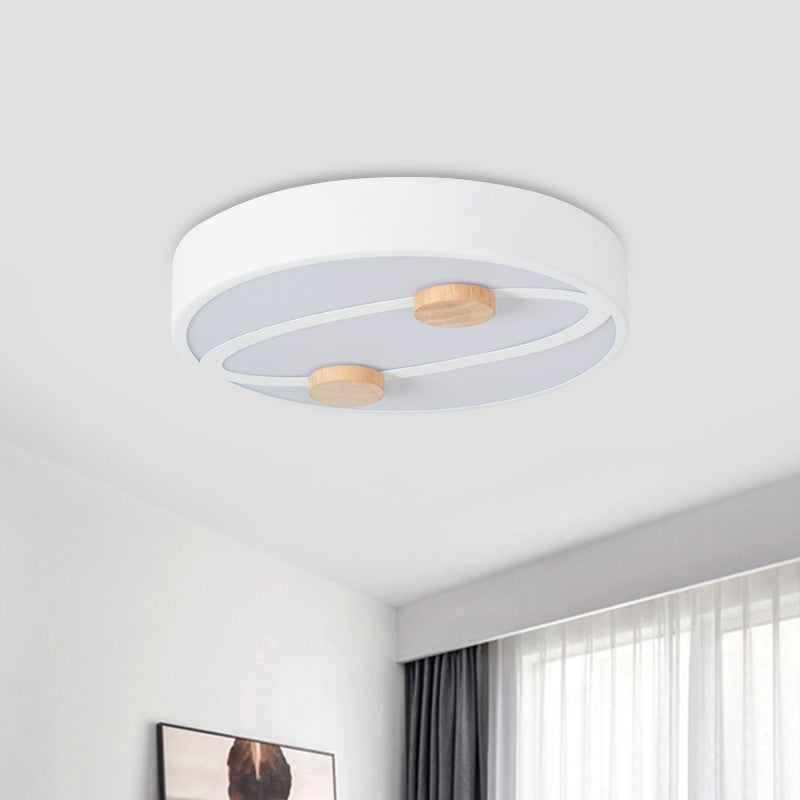 Rounded Acrylic Flush Ceiling Light Nordic Grey/White/Green LED Flush Mount Lighting with Round Wood Decor, 16"/19.5" Wide Clearhalo 'Ceiling Lights' 'Close To Ceiling Lights' 'Close to ceiling' 'Flush mount' Lighting' 1694504