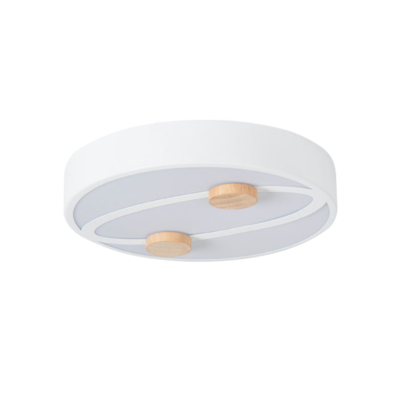 Rounded Acrylic Flush Ceiling Light Nordic Grey/White/Green LED Flush Mount Lighting with Round Wood Decor, 16"/19.5" Wide Clearhalo 'Ceiling Lights' 'Close To Ceiling Lights' 'Close to ceiling' 'Flush mount' Lighting' 1694505