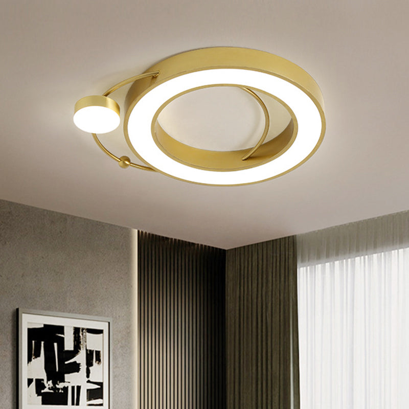 Hollow Round Flush Light Fixture Nordic Metal LED Gold Flush Mount Lamp in Warm/White Light Gold Clearhalo 'Ceiling Lights' 'Close To Ceiling Lights' 'Close to ceiling' 'Flush mount' Lighting' 1694507