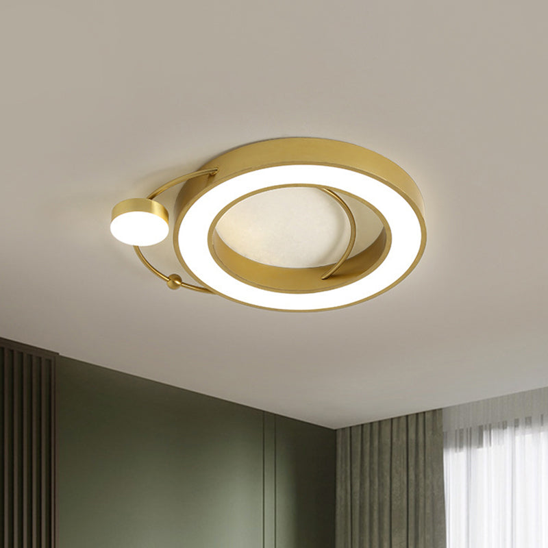 Hollow Round Flush Light Fixture Nordic Metal LED Gold Flush Mount Lamp in Warm/White Light Clearhalo 'Ceiling Lights' 'Close To Ceiling Lights' 'Close to ceiling' 'Flush mount' Lighting' 1694508