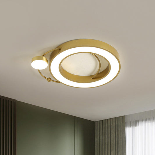 Hollow Round Flush Light Fixture Nordic Metal LED Gold Flush Mount Lamp in Warm/White Light Clearhalo 'Ceiling Lights' 'Close To Ceiling Lights' 'Close to ceiling' 'Flush mount' Lighting' 1694508