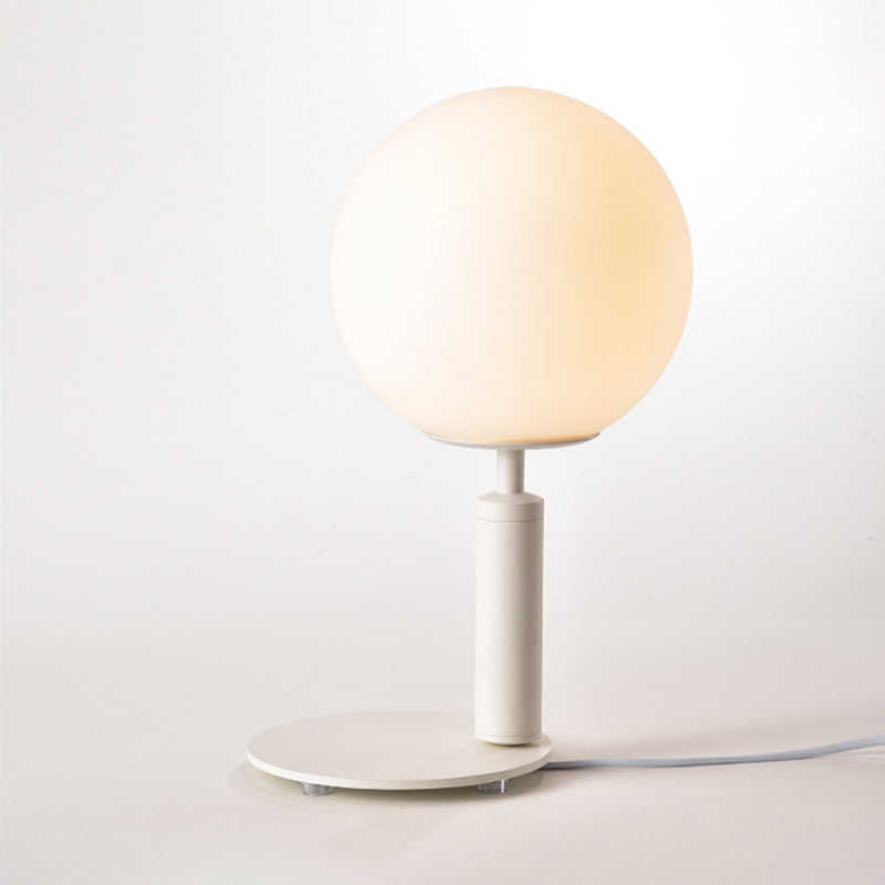 Cream Glass Ball Night Table Lamp Modernism 1-Bulb Black/Grey/White Reading Book Light with Round Base Clearhalo 'Lamps' 'Table Lamps' Lighting' 1694517