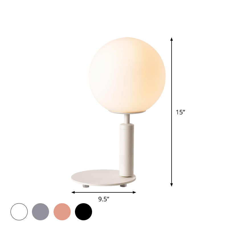 Cream Glass Ball Night Table Lamp Modernism 1-Bulb Black/Grey/White Reading Book Light with Round Base Clearhalo 'Lamps' 'Table Lamps' Lighting' 1694518