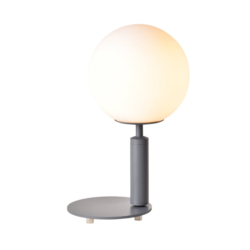 Cream Glass Ball Night Table Lamp Modernism 1-Bulb Black/Grey/White Reading Book Light with Round Base Clearhalo 'Lamps' 'Table Lamps' Lighting' 1694521