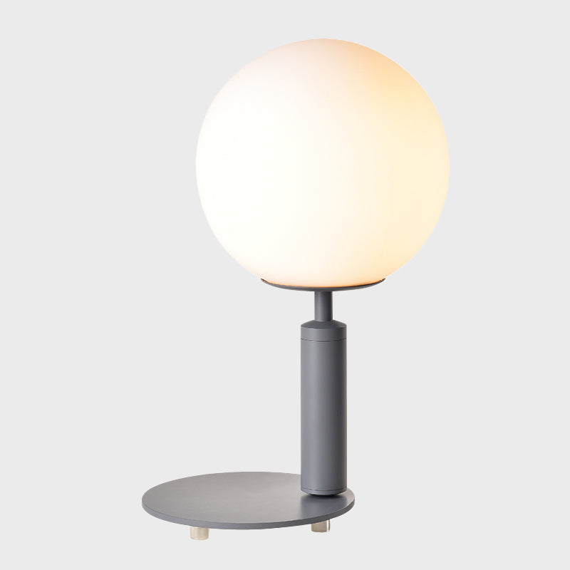 Cream Glass Ball Night Table Lamp Modernism 1-Bulb Black/Grey/White Reading Book Light with Round Base Clearhalo 'Lamps' 'Table Lamps' Lighting' 1694522