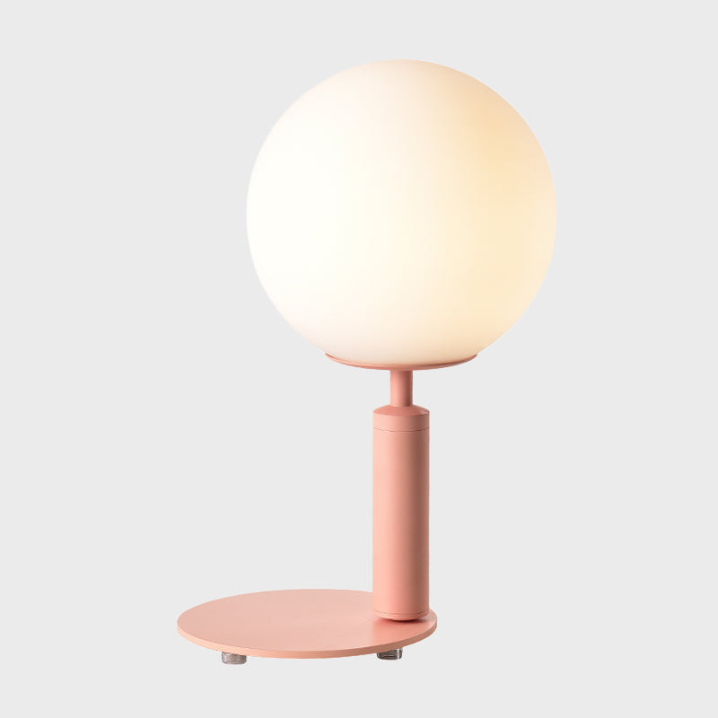 Cream Glass Ball Night Table Lamp Modernism 1-Bulb Black/Grey/White Reading Book Light with Round Base Clearhalo 'Lamps' 'Table Lamps' Lighting' 1694526