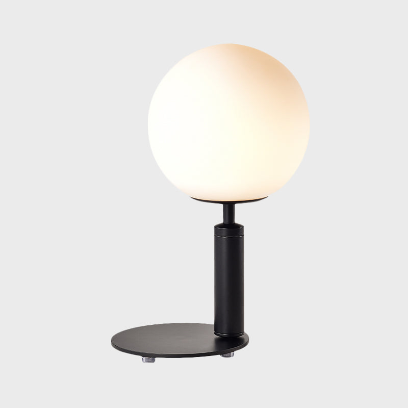 Cream Glass Ball Night Table Lamp Modernism 1-Bulb Black/Grey/White Reading Book Light with Round Base Clearhalo 'Lamps' 'Table Lamps' Lighting' 1694530
