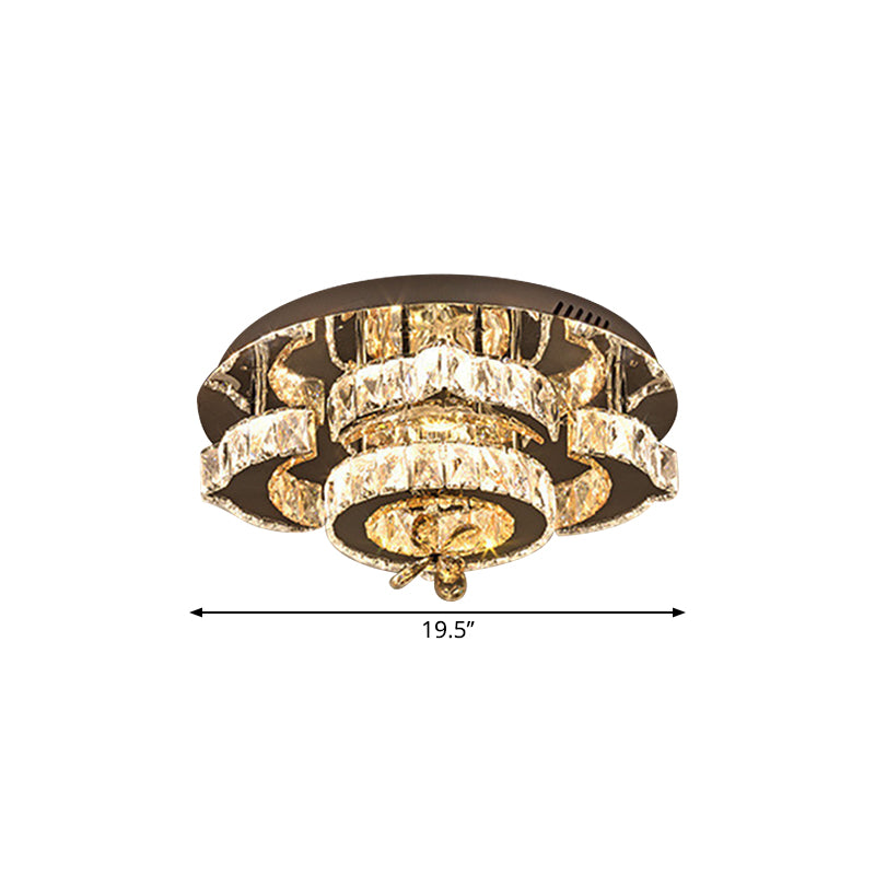 Bloom Faceted Crystal Semi Flush Light Minimalist LED Chrome Ceiling Mounted Fixture Clearhalo 'Ceiling Lights' 'Close To Ceiling Lights' 'Close to ceiling' 'Semi-flushmount' Lighting' 1694554