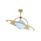 Saturn Semi Flush Ceiling Light Cartoon White Glass 2 Bulbs White/Beige/Blue Flush Mount Lamp Clearhalo 'Ceiling Lights' 'Chandeliers' 'Close To Ceiling Lights' 'Close to ceiling' 'Glass shade' 'Glass' 'Pendant Lights' 'Semi-flushmount' Lighting' 1694568