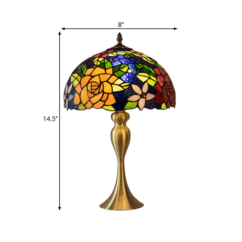 1 Bulb Bowl Night Table Light Decorative Brass Hand Cut Glass Desk Lamp with Fishtail-Like Base Clearhalo 'Lamps' 'Table Lamps' Lighting' 1694599