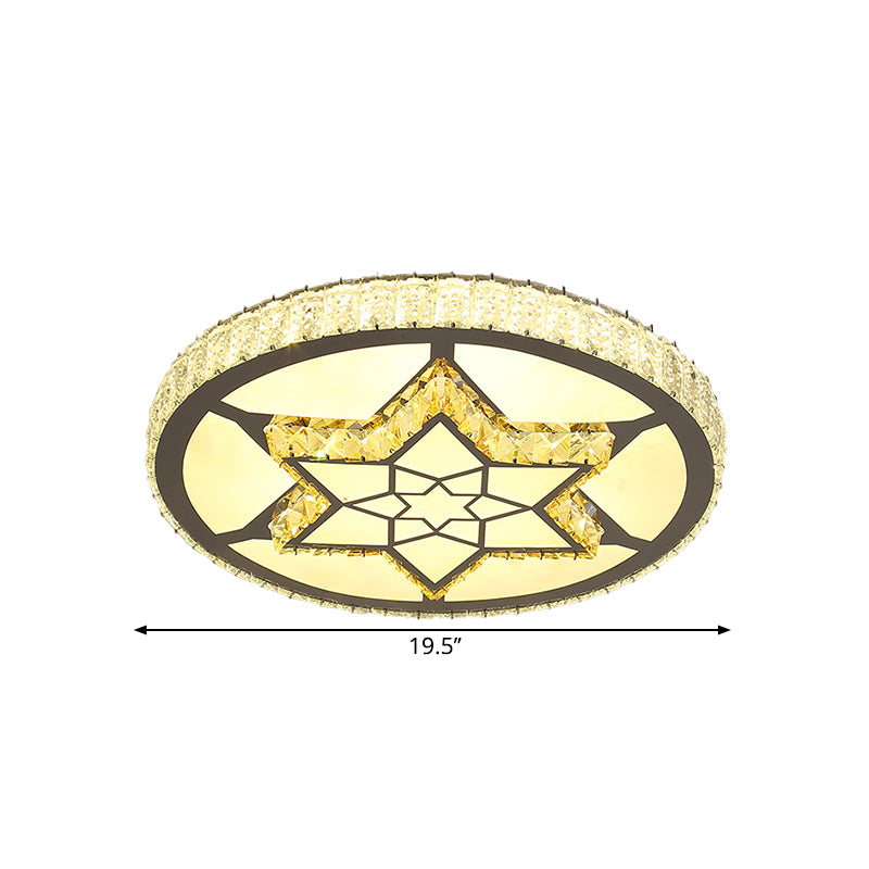 Simplicity Star/Bloom Flush Light Fixture Clear Crystal Block LED Corridor Ceiling Lamp in Stainless-Steel Clearhalo 'Ceiling Lights' 'Close To Ceiling Lights' 'Close to ceiling' 'Flush mount' Lighting' 1694630