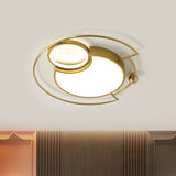 Acrylic Rounded Flush Light Nordic LED Semi Flush Mount Ceiling Fixture in Gold, Warm/White Light Gold Clearhalo 'Ceiling Lights' 'Close To Ceiling Lights' 'Close to ceiling' 'Flush mount' Lighting' 1694687