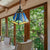 1-Light Dining Room Pendant Lighting Tiffany Blue Hanging Ceiling Light with Geometric/Boat Stained Glass Shade Blue Geometric Clearhalo 'Ceiling Lights' 'Industrial' 'Middle Century Pendants' 'Pendant Lights' 'Pendants' 'Tiffany close to ceiling' 'Tiffany Pendants' 'Tiffany' Lighting' 169469