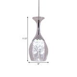 Wine Glass Ceiling Pendant Modern Clear Glass Living Room LED Hanging Lamp Kit in Warm/White Light with Inner Crystal Shade Clearhalo 'Ceiling Lights' 'Modern Pendants' 'Modern' 'Pendant Lights' 'Pendants' Lighting' 1694730