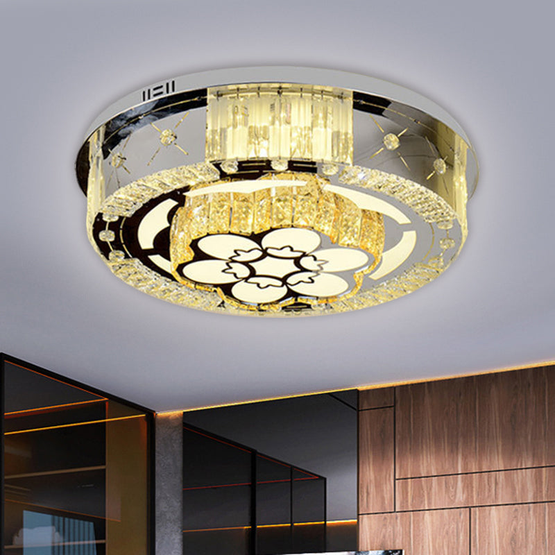 Simple Flower/Cloud Ceiling Lamp Clear Crystal LED Bedroom Flush Mount Light Fixture in Stainless-Steel with Round Design Clear A Clearhalo 'Ceiling Lights' 'Close To Ceiling Lights' 'Close to ceiling' 'Flush mount' Lighting' 1694776