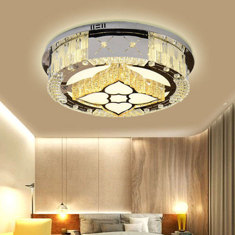Simple Flower/Cloud Ceiling Lamp Clear Crystal LED Bedroom Flush Mount Light Fixture in Stainless-Steel with Round Design Clear C Clearhalo 'Ceiling Lights' 'Close To Ceiling Lights' 'Close to ceiling' 'Flush mount' Lighting' 1694785