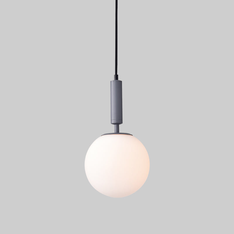 Globe Milk Glass Hanging Lighting Modern 1-Head Black/Grey/White Pendant Light for Study Room Clearhalo 'Ceiling Lights' 'Close To Ceiling Lights' 'Glass shade' 'Glass' 'Pendant Lights' 'Pendants' Lighting' 1694805