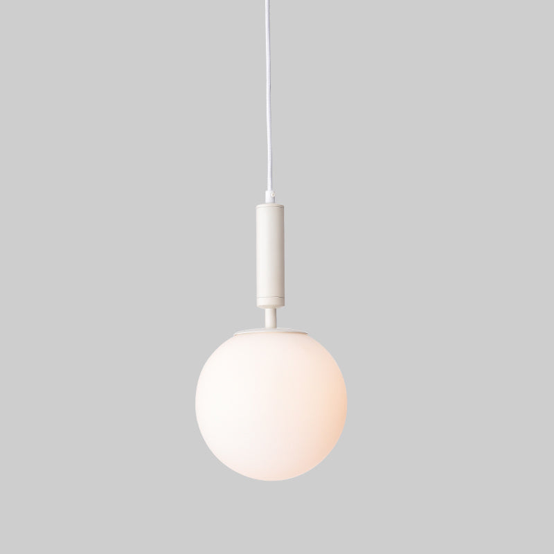 Globe Milk Glass Hanging Lighting Modern 1-Head Black/Grey/White Pendant Light for Study Room Clearhalo 'Ceiling Lights' 'Close To Ceiling Lights' 'Glass shade' 'Glass' 'Pendant Lights' 'Pendants' Lighting' 1694810